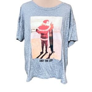 Old Navy Size XL Heather Gray SS Gifting Tee Santa Lost the List Beach Casual